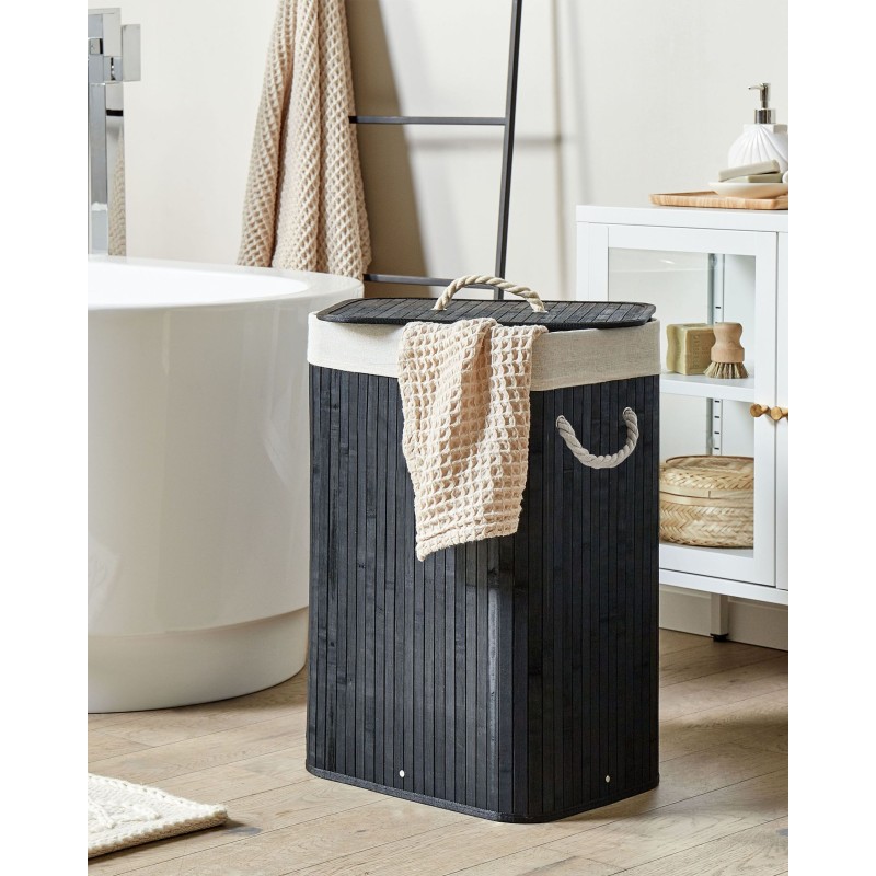 Kosz bambusowy z pokrywą czarny KOMARI