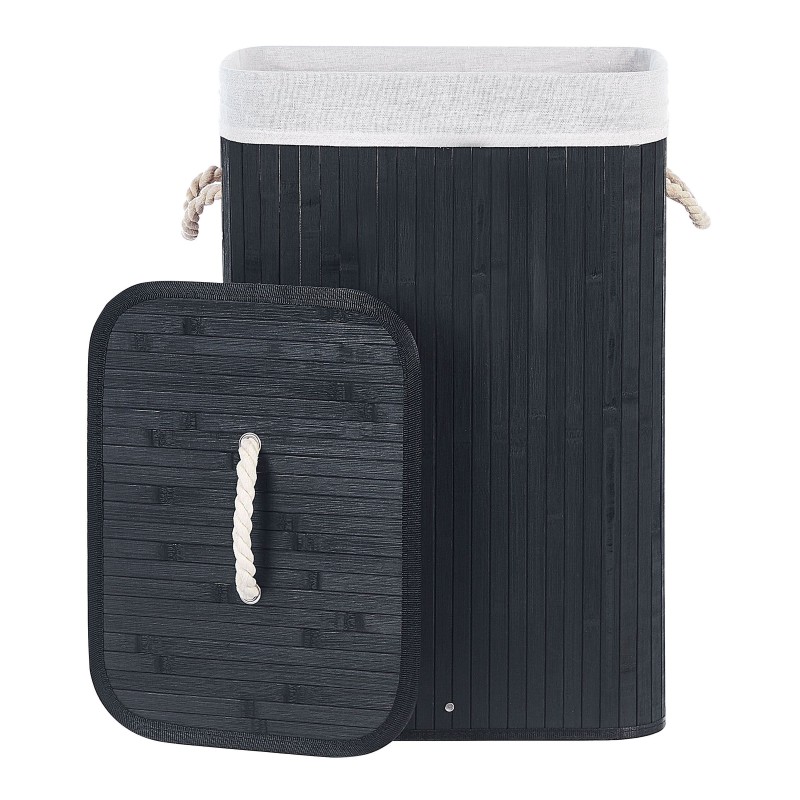 Kosz bambusowy z pokrywą czarny KOMARI