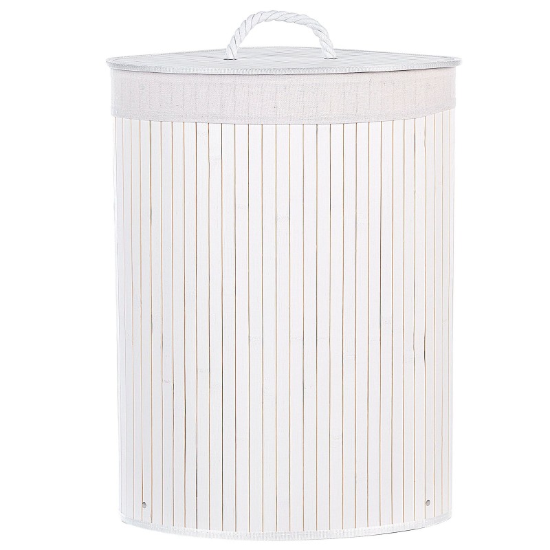 Kosz bambusowy z pokrywą biały MATARA