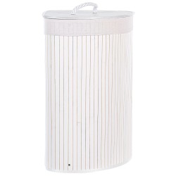 Kosz bambusowy z pokrywą biały MATARA