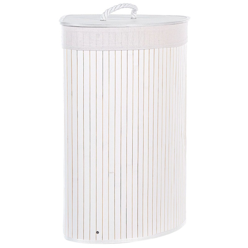 Kosz bambusowy z pokrywą biały MATARA