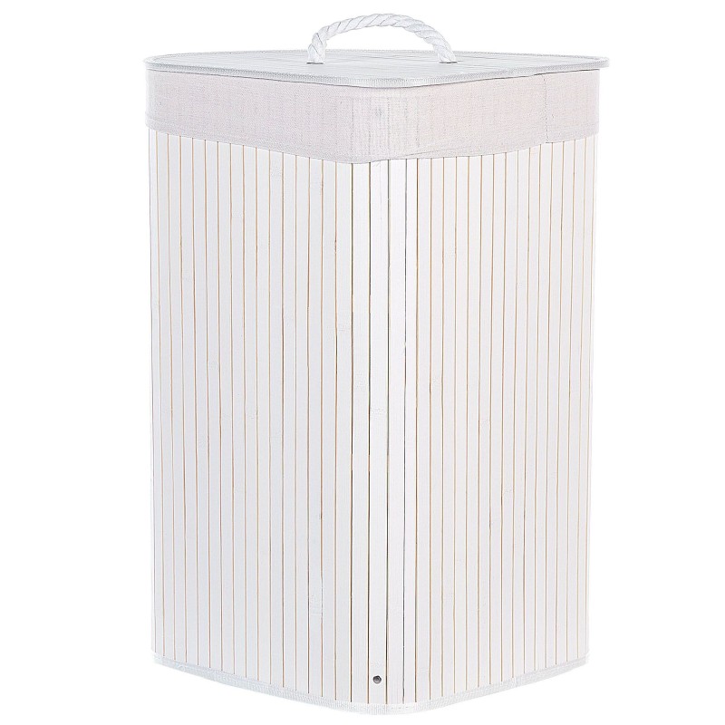 Kosz bambusowy z pokrywą biały MATARA