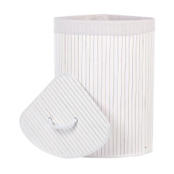 Kosz bambusowy z pokrywą biały MATARA