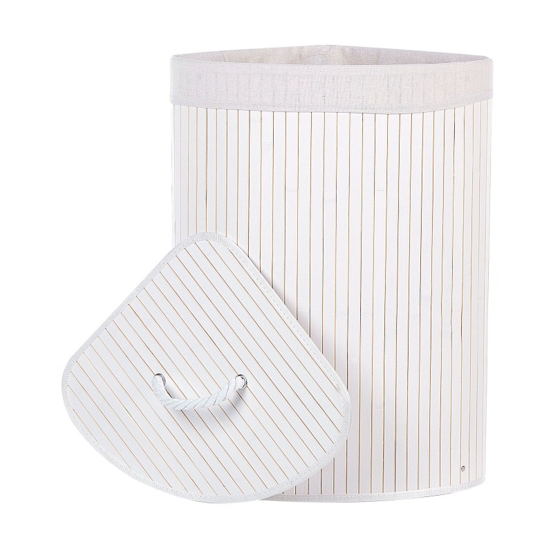 Kosz bambusowy z pokrywą biały MATARA