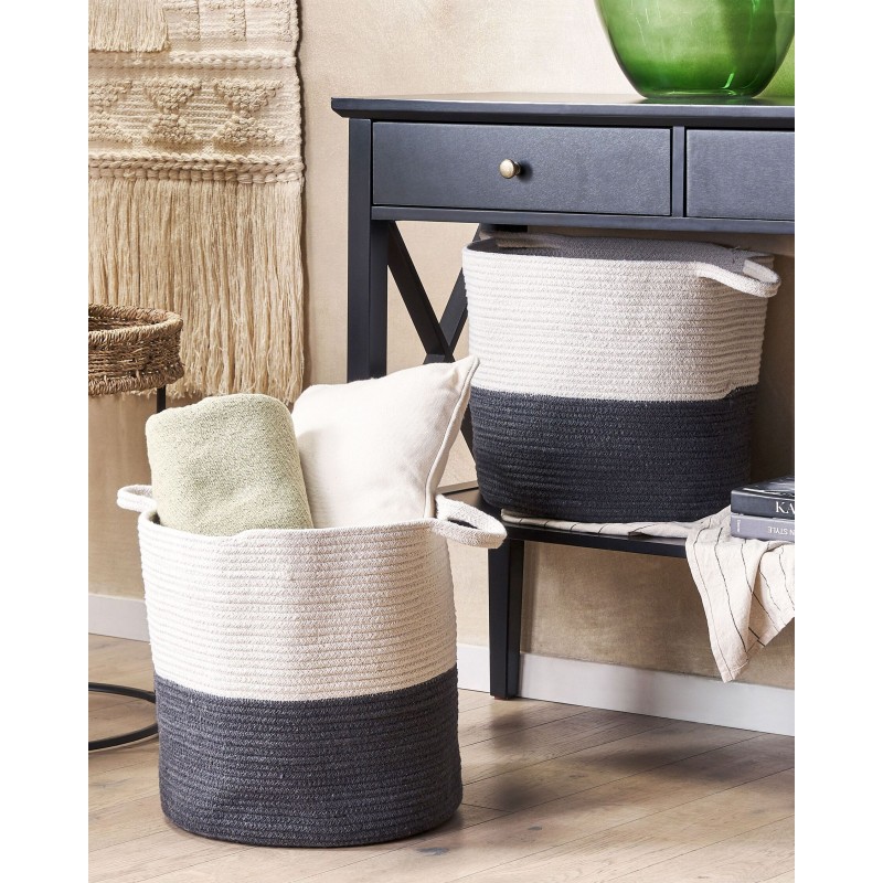 Zestaw 2 koszy PAZHA Bawełna Czarny