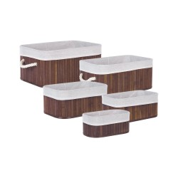 Zestaw 5 koszy TALPE Drewno bambusowe Brązowy