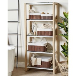 Zestaw 5 koszy TALPE Drewno bambusowe Brązowy