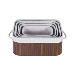 Zestaw 5 koszy TALPE Drewno bambusowe Brązowy