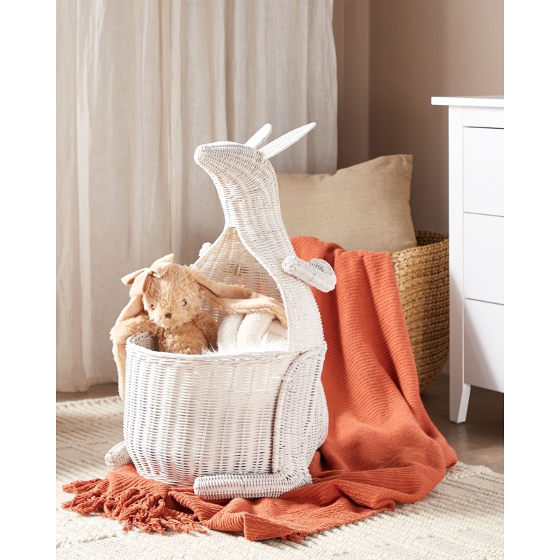 Kosz na zabawki Kangur KAPITI Rattan Biały