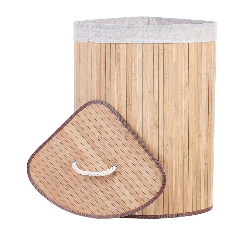 Kosz bambusowy z pokrywą jasne drewno MATARA