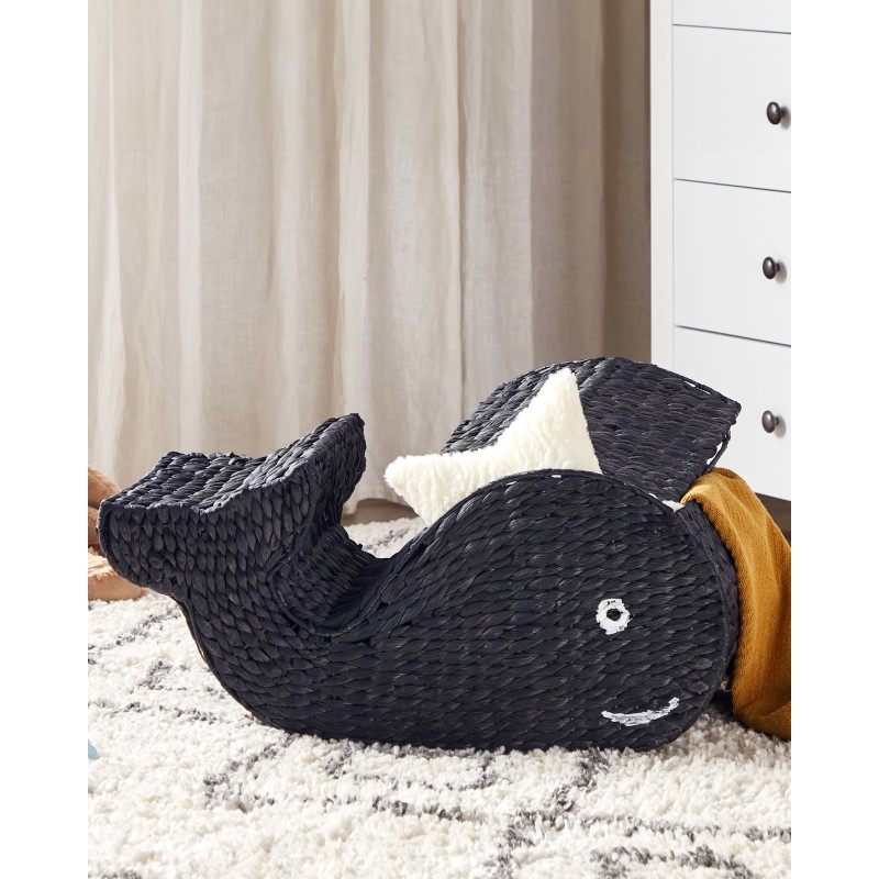 Kosz na zabawki Wieloryb ORANIA Plecionka Czarny