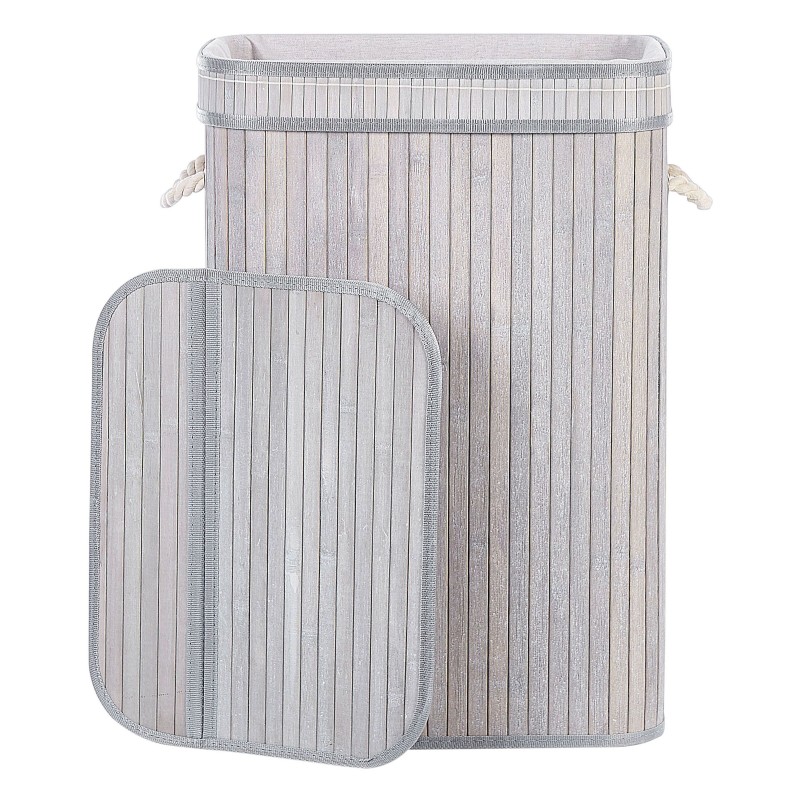 Kosz bambusowy z pokrywą szary KALUTARA