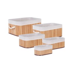 Zestaw 5 koszy TALPE Drewno bambusowe Jasnobrązowy
