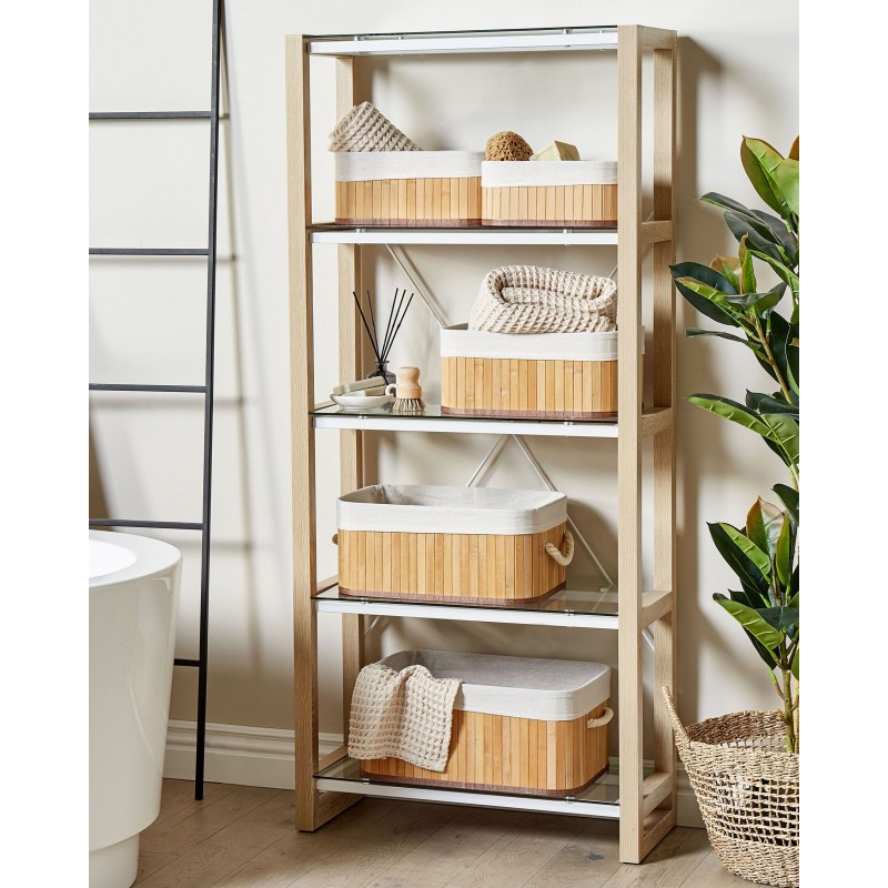 Zestaw 5 koszy TALPE Drewno bambusowe Jasnobrązowy