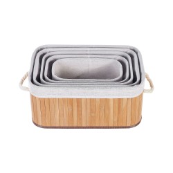 Zestaw 5 koszy TALPE Drewno bambusowe Jasnobrązowy