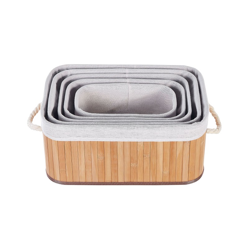 Zestaw 5 koszy TALPE Drewno bambusowe Jasnobrązowy