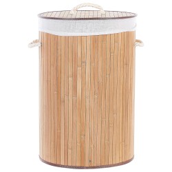 Kosz bambusowy z pokrywą jasne drewno SANNAR