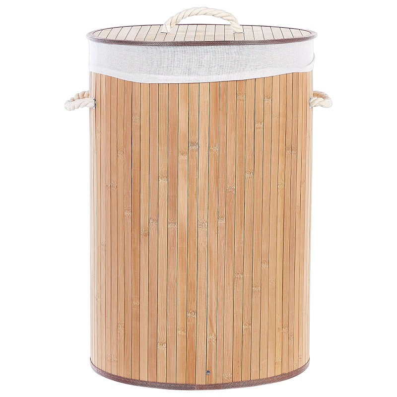 Kosz bambusowy z pokrywą jasne drewno SANNAR