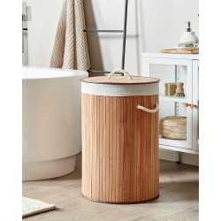 Kosz bambusowy z pokrywą jasne drewno SANNAR