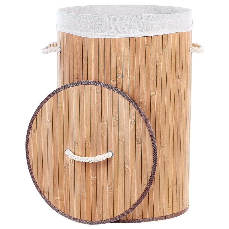 Kosz bambusowy z pokrywą jasne drewno SANNAR