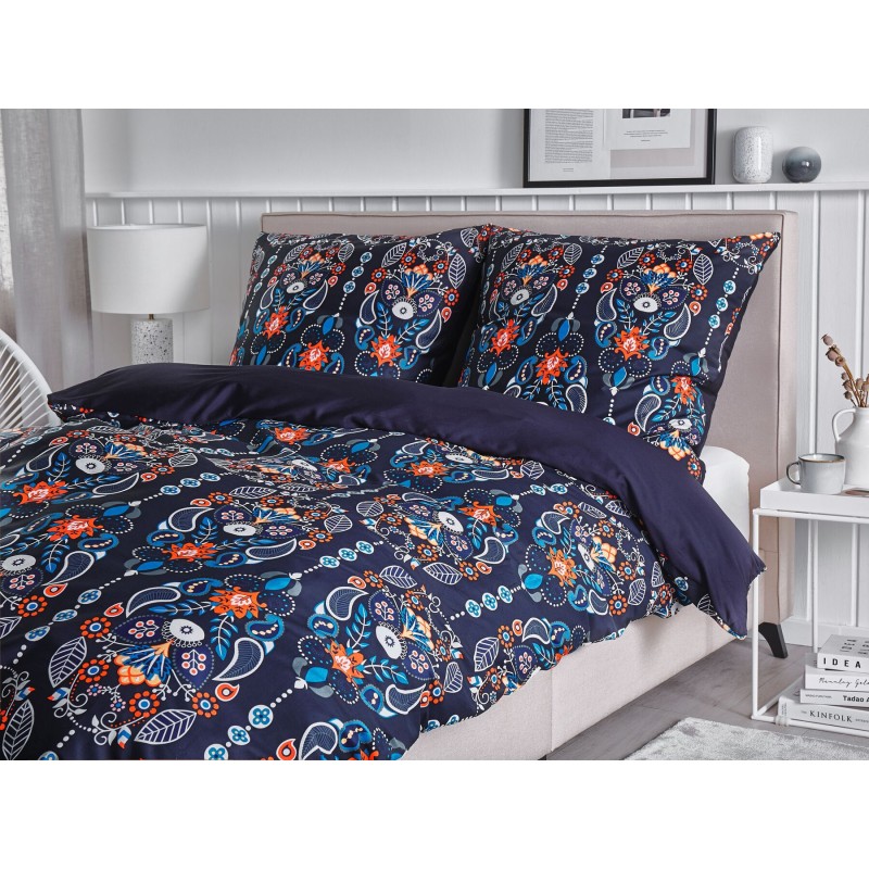 Komplet pościeli MADRONA Bawełna satynowa 155 x 220 cm Ciemnoniebieski
