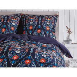 Komplet pościeli MADRONA Bawełna satynowa 155 x 220 cm Ciemnoniebieski