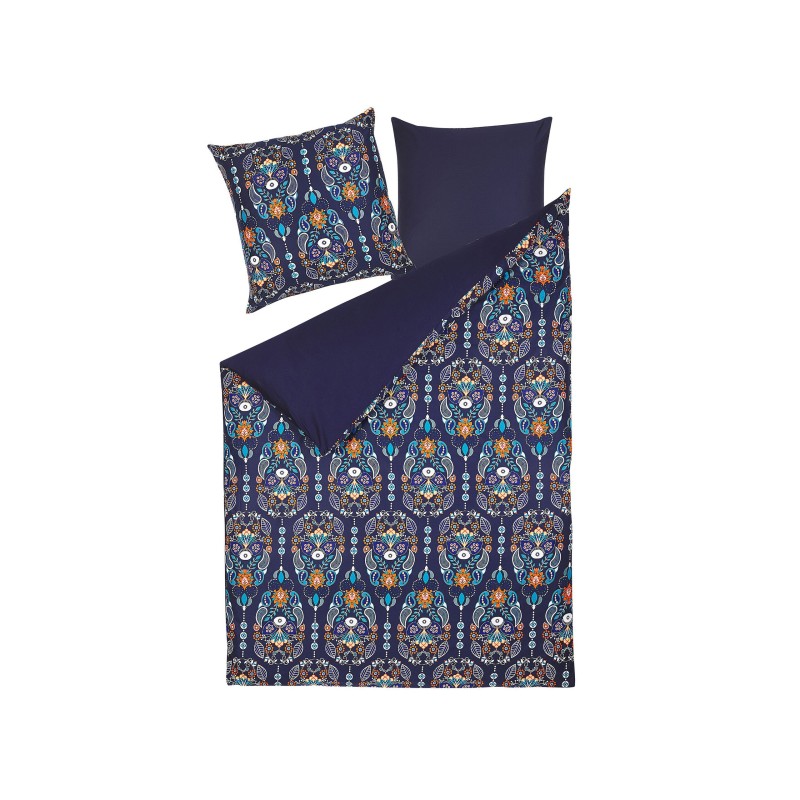 Komplet pościeli MADRONA Bawełna satynowa 155 x 220 cm Ciemnoniebieski