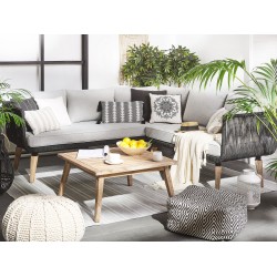 Narożnik ogrodowy ze stolikiem dla 5 osób ALCAMO Lewostronny Drewno akacjowe Czarny