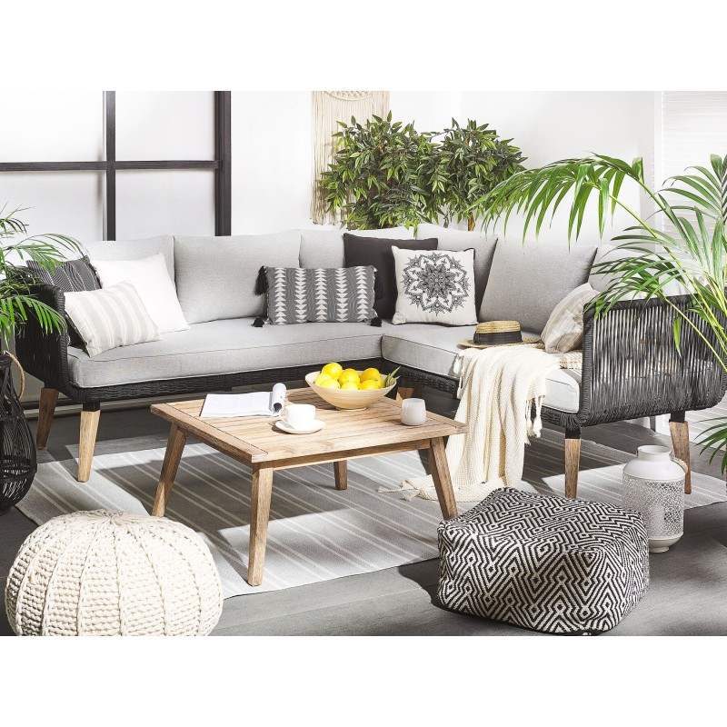 Narożnik ogrodowy ze stolikiem dla 5 osób ALCAMO Lewostronny Drewno akacjowe Czarny