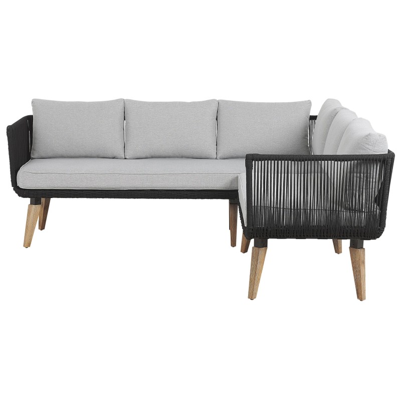 Narożnik ogrodowy ze stolikiem dla 5 osób ALCAMO Lewostronny Drewno akacjowe Czarny