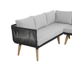 Narożnik ogrodowy ze stolikiem dla 5 osób ALCAMO Lewostronny Drewno akacjowe Czarny