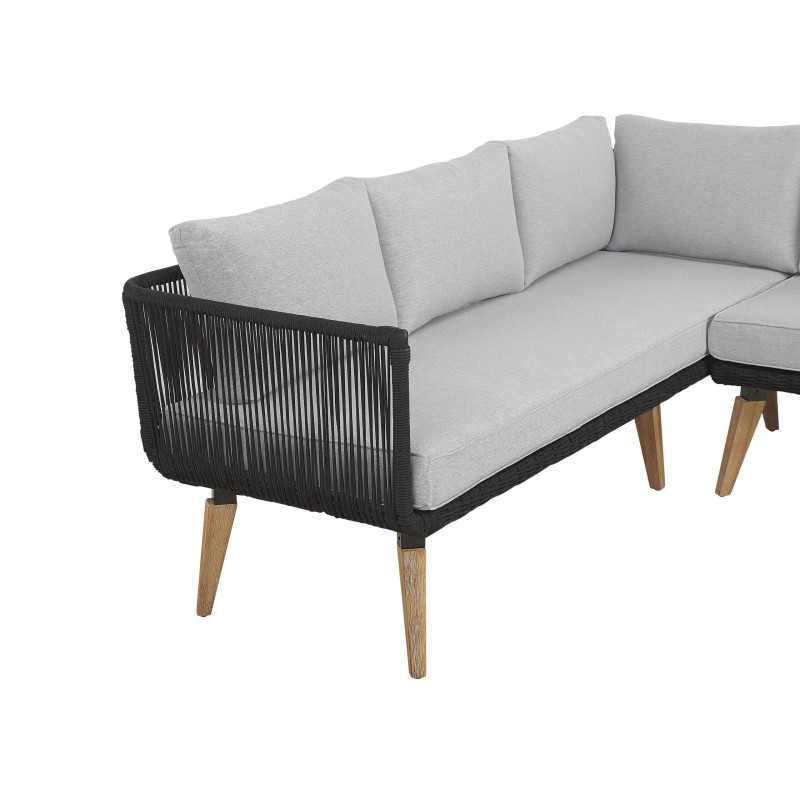 Narożnik ogrodowy ze stolikiem dla 5 osób ALCAMO Lewostronny Drewno akacjowe Czarny