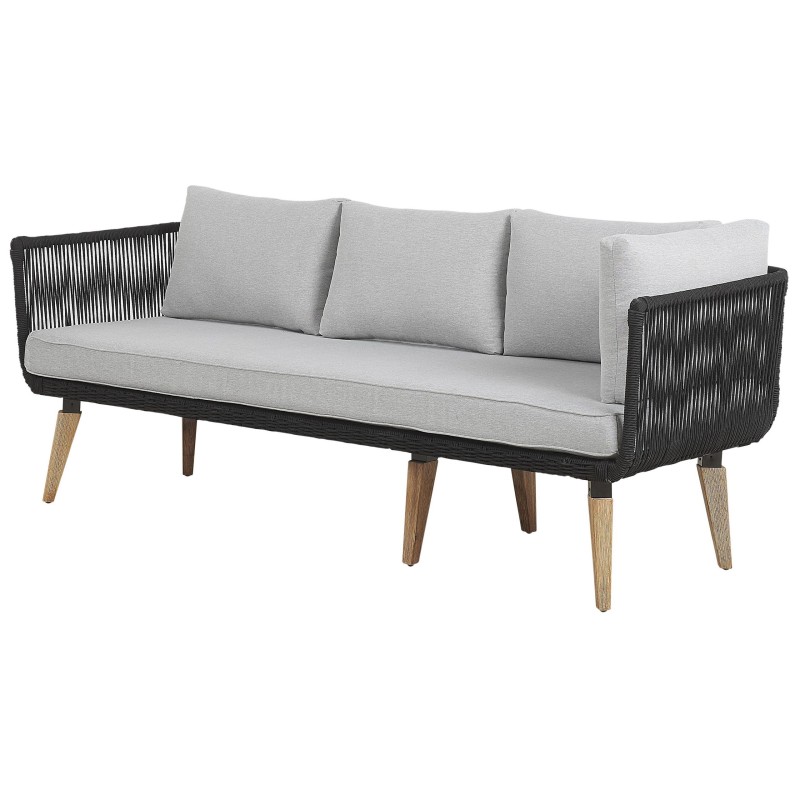 Narożnik ogrodowy ze stolikiem dla 5 osób ALCAMO Lewostronny Drewno akacjowe Czarny