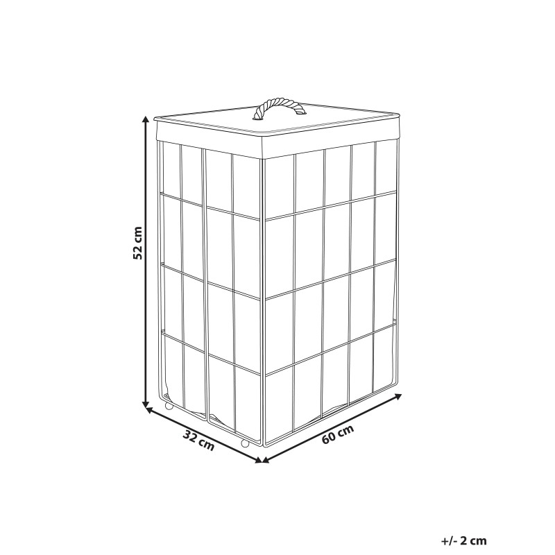 Kosz metalowy z bambusową pokrywą biały MIRISSA