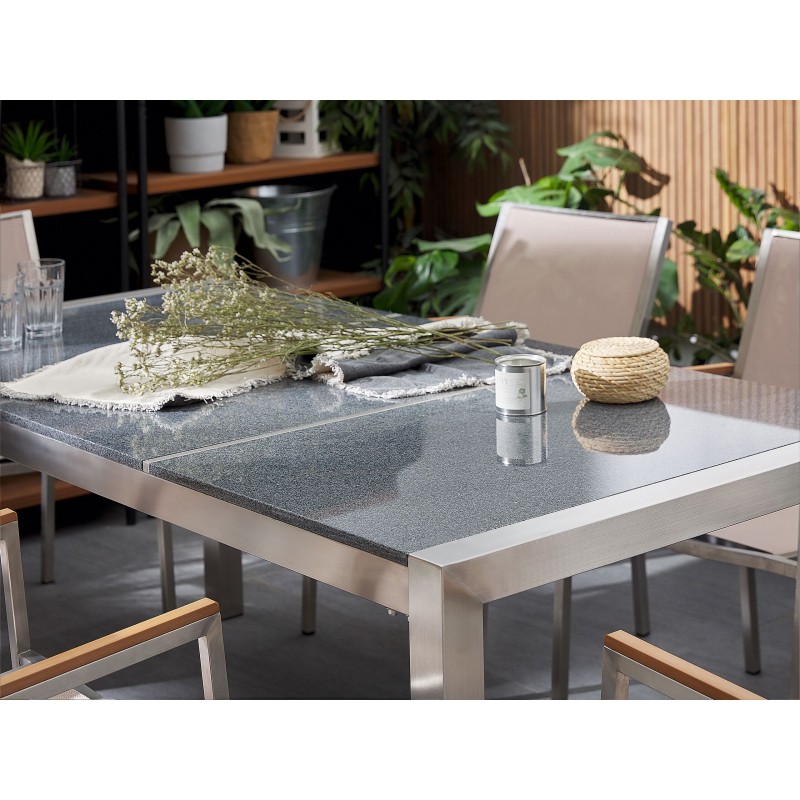 Stół ogrodowy GROSSETO 180 cm 90 cm Polerowany Granit Szary