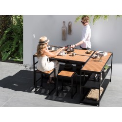 Stół ogrodowy AVETRANA 50 cm 150 cm Czarny