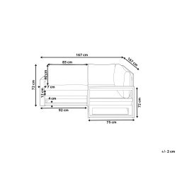Sofa ogrodowa drewniana 2-osobowa narożna mahoniowy brąz TIMOR II