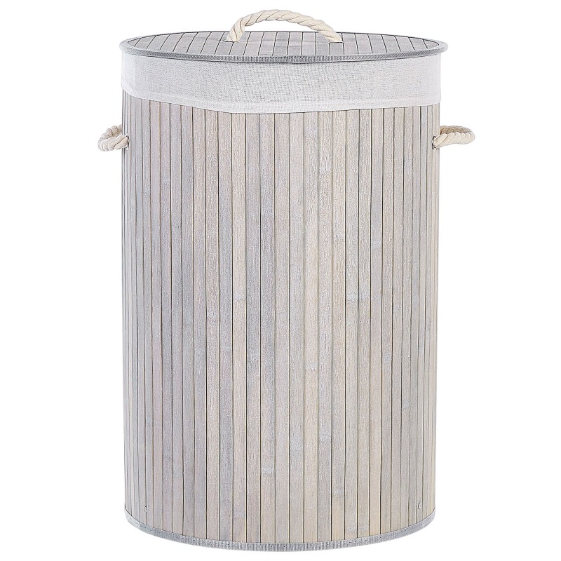 Kosz bambusowy z pokrywą szary SANNAR