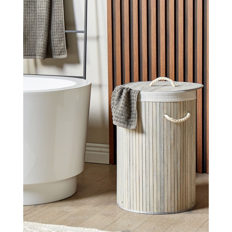 Kosz bambusowy z pokrywą szary SANNAR