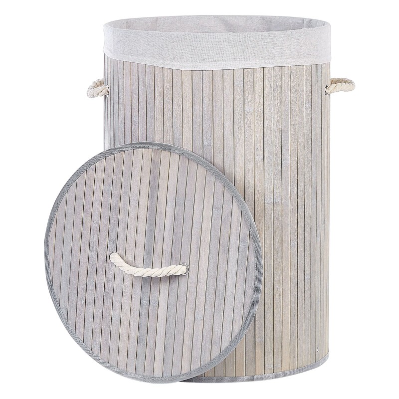 Kosz bambusowy z pokrywą szary SANNAR