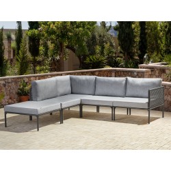 Narożnik ogrodowy ze stolikiem dla 6 osób FORANO Metal Szary