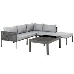 Narożnik ogrodowy ze stolikiem dla 6 osób FORANO Metal Szary