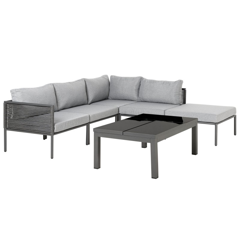 Narożnik ogrodowy ze stolikiem dla 6 osób FORANO Metal Szary