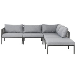 Narożnik ogrodowy ze stolikiem dla 6 osób FORANO Metal Szary