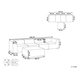 Sofa ogrodowa z otomaną dla 4 osób AREZZO Modułowy Szary