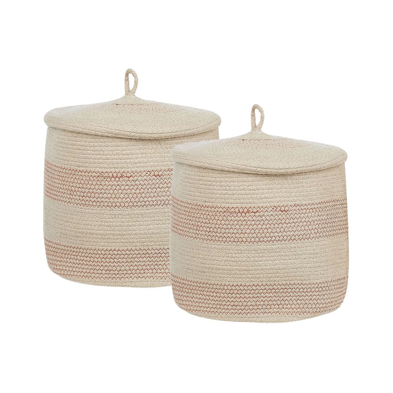 Zestaw 2 koszy SILOPI Bawełna Jasnobeżowy