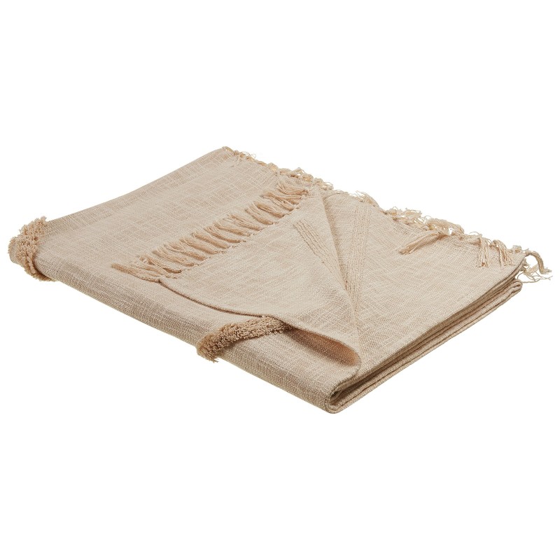 Koc JAUNPUR Bawełna 130 x 180 cm Beżowy