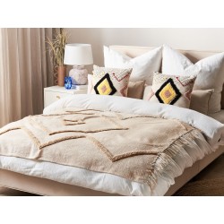 Koc JAUNPUR Bawełna 130 x 180 cm Beżowy