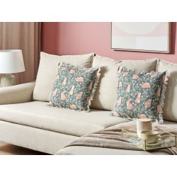 Zestaw 2 poduszek dekoracyjnych ALSTROEMERIA Bawełna 45 x 45 cm Zielony Wzór zwierzęcy