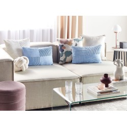 Zestaw 2 poduszek dekoracyjnych MILLET Sztruks 30 x 50 cm Niebieski Wzór geometryczny